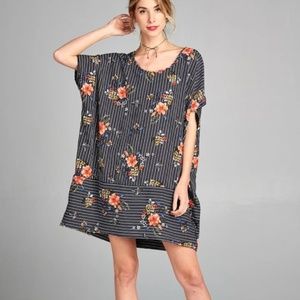 Boxy Fit Kimono Sleeve Shift Dress